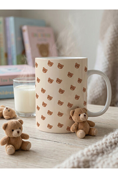 NİVRA GRUP Cute Teddy Bear Themed 3D Effect Mug 330ml. Gift