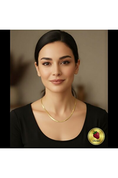 CHILEQUE قلادة إيطالية مسطحة من الفولاذ - موديل ذهبي - 45 سم