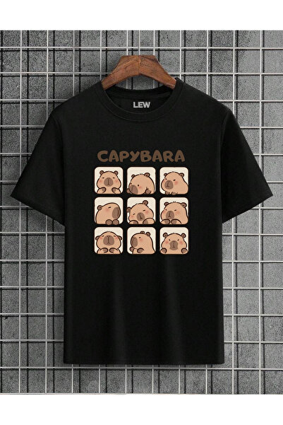 lovver Capybara Character Premium Printed Breathable T-Shirt with Cotton Pieces
