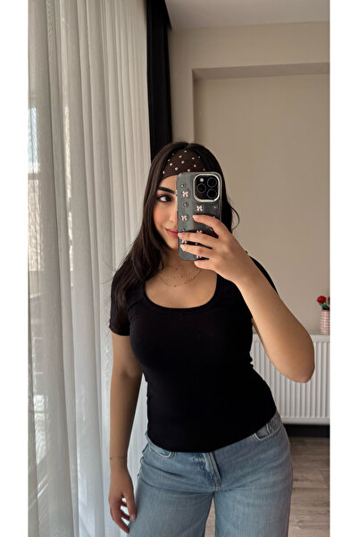 Siner Fashion Women's Black U-Neck Soft Basic Blouse, Pack of Cotton