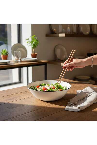 IKEA Oftast 2 Pieces 23 cm Black Striped Salad Bowl