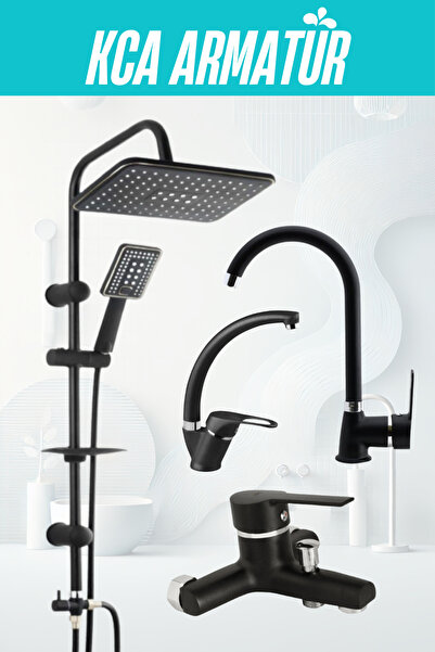 Empressco Kca Lüx Siyah Robot Tepe Yağmurlama Banyo-mutfak-lavabo Bataryası 4...