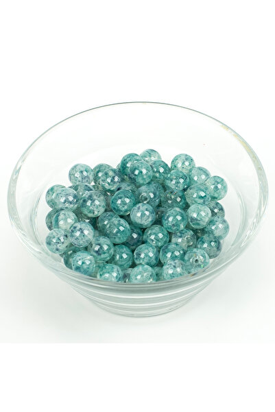 yfhobi 25 Gram- 8 mm Mavi Renk Damarlı Model Yuvarlak Cam Boncuk, 1. Kalite (...