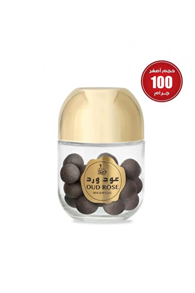 Al Rehab perfumes Maamoul Oud Ward, 100 grams, black in color.