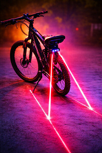 MultiZone Lazerli Bisiklet Arka Işık | LED Stop Lambası | Güvenlik Şeritli La...