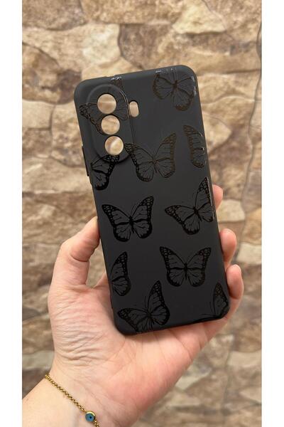 Vip Case Huawei Nova Y70 Compatible Black Butterfly Patterned Silicone Shock-...