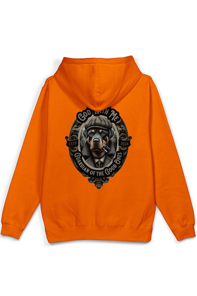 Overoz Guardian Dog Rottweiler Dog Back Printed Hooded Half Oversized Sweatsh...