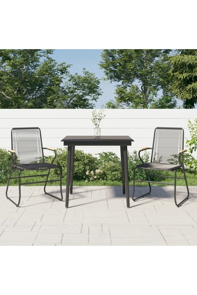Concept Σετ τραπεζιού κήπου 3 τεμαχίων, μαύρο PVC, ρατάν