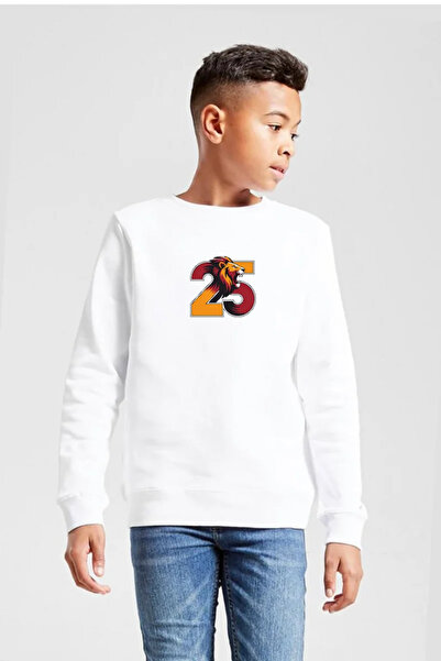 Tshirthane 25 Aslan Beyaz Kids 2Ip Sweatshirt