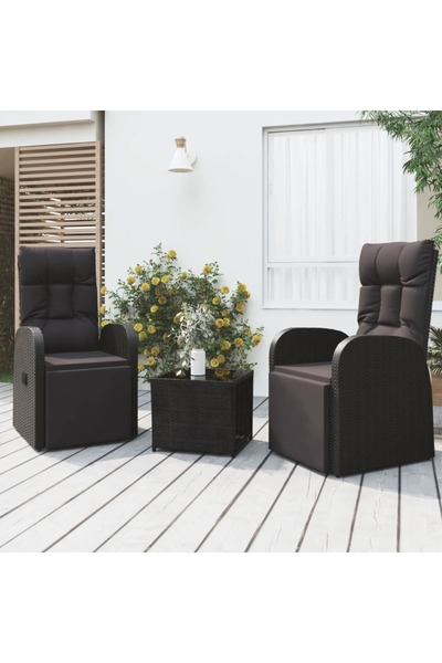 Concept Σετ ξαπλώστρες κήπου, 3 τεμάχια, μαύρο, πολυεστέρας και ατσάλι