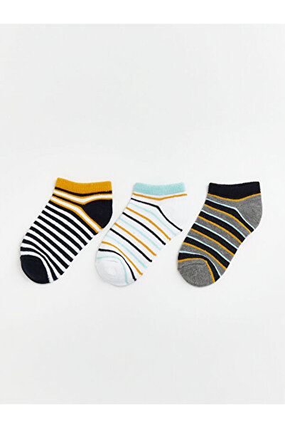 LC Waikiki Rmz Gi̇yi̇m Farkiyla Striped Boys' Booties Socks 3-Piece Set