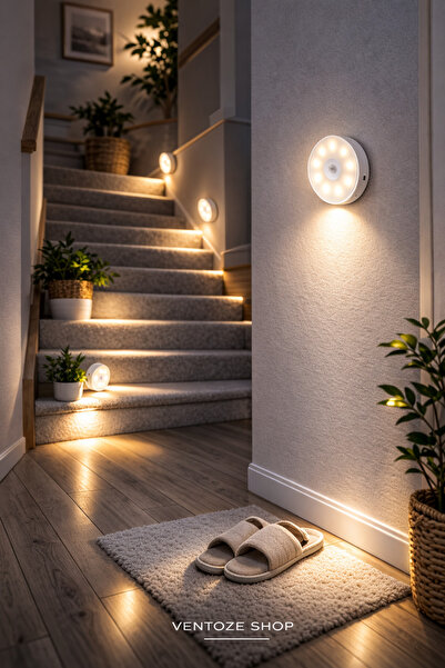 Ventoze Hareket Sensörlü Kablosuz LED Lamba - Mıknatıslı Şarjlı Gece Lambası ...