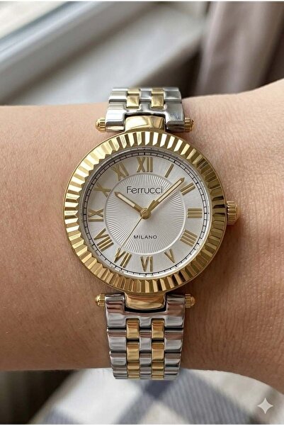 Ferrucci Stylish Design Women's Wristwatch |   35mm Steel Case, Gold Silver M...