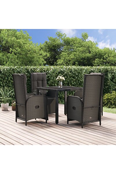 Concept Σετ επίπλων κήπου 5 τεμαχίων με μαξιλάρια, μαύρο, πολυρατάν