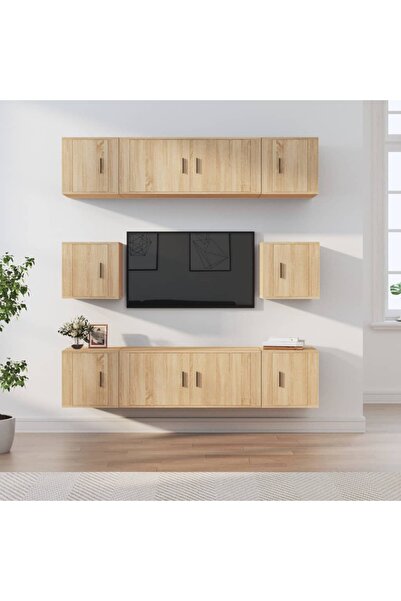 Concept Σετ ντουλαπιών τηλεόρασης, 8 τεμάχια, δρυς sonoma, επεξεργασμένο ξύλο