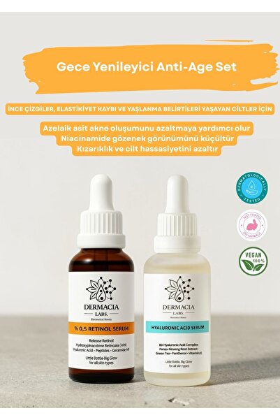 Dermacia Labs Bioceuticals Beauty %0.5 Retinol + Hyaluronik Asit Serum Seti |...
