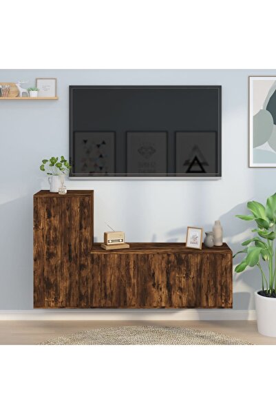 Concept Σετ ντουλαπιών τηλεόρασης, 2 τεμάχια, καπνιστή δρυς, επεξεργασμένο ξύλο