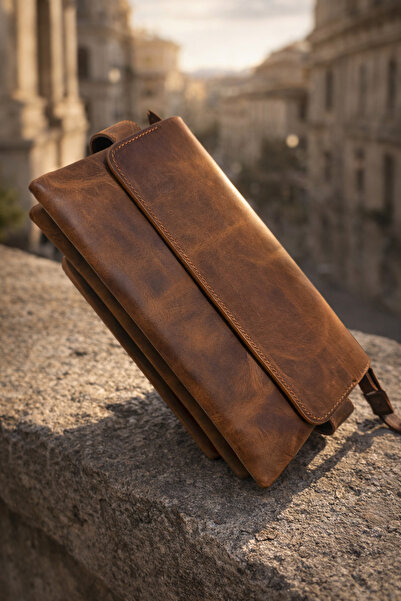 XXL BUTİK Men's Tan Genuine Leather Handheld Organizer Wallet – Premium Organ...