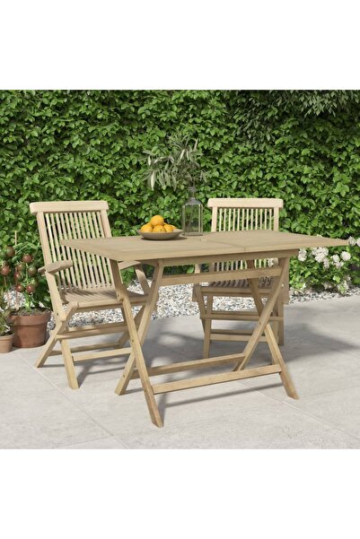 Concept Πτυσσόμενο τραπέζι κήπου, γκρι, 120x70x75 cm, μασίφ ξύλο τικ