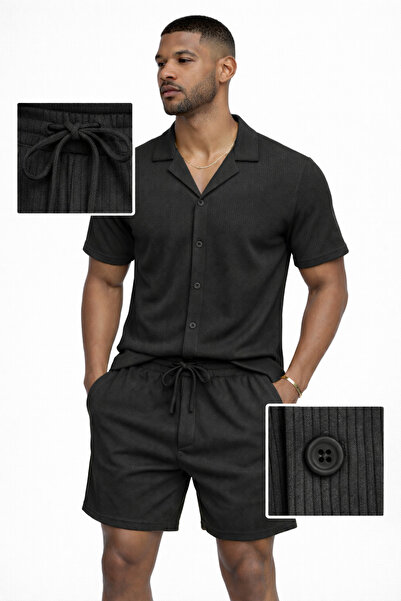 Ramer Rib Corded Fabric Fabric Shirt and Shorts Set – Stylish and Comfortable...