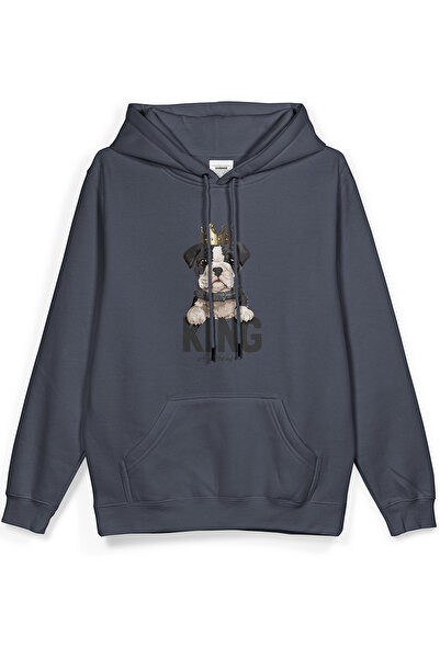 Overoz King Köpek Printed Hooded Half Oversized Sweatshirt Smoked Hoodie 1033