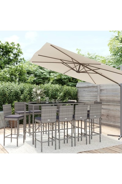 Concept Σετ επίπλων κήπου με μαξιλάρια, 11 τεμάχια, γκρι, πολυρατάν