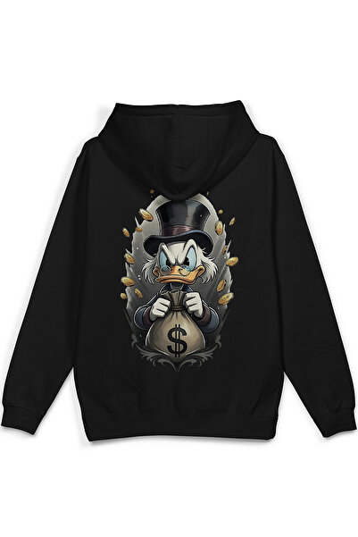 Overoz Varyemez Amca Sırt Printed Hooded Half Oversized Sweatshirt Black Hood...