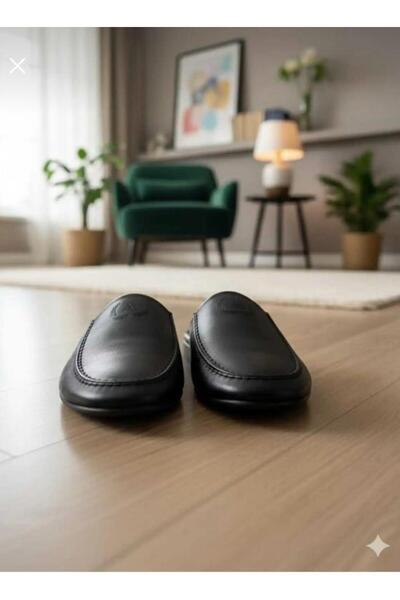 akix Most Preferred Genuine Leather Orthopedic Men's Black Groom House Slippers