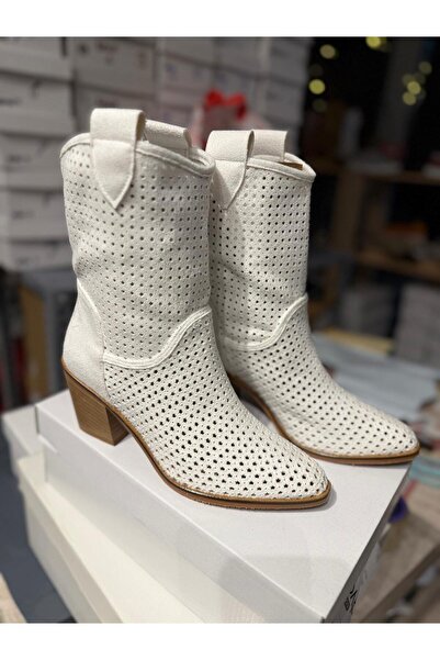 POTEEN Ptc Handy Women's Western Cowboy Beige Heeled Summer Short Boots