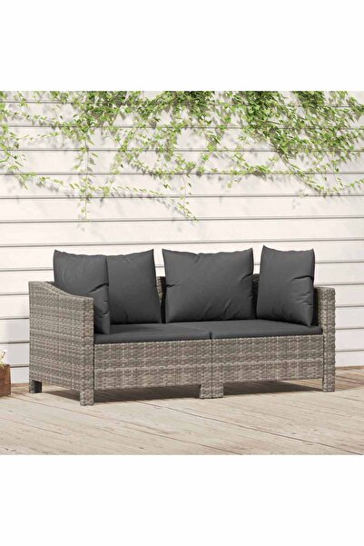 Concept Set mobilier de grădină cu perne, 2 piese, gri, poliratan