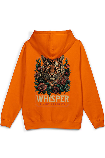 Overoz Whisper Kaplan Sırt Printed Hooded Half Oversized Sweatshirt Orange Ho...