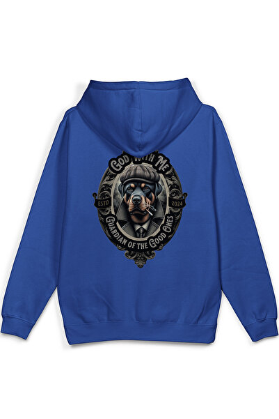 Overoz Guardian Dog Rottweiler Dog Back Printed Hooded Half Oversized Sweatsh...
