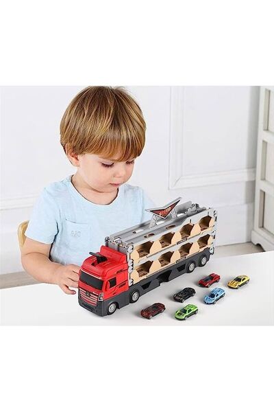 VISURON Camion 3în1 cu Catapultă și 6 Mașinuțe – Pista Extensibilă , Jucărie ...