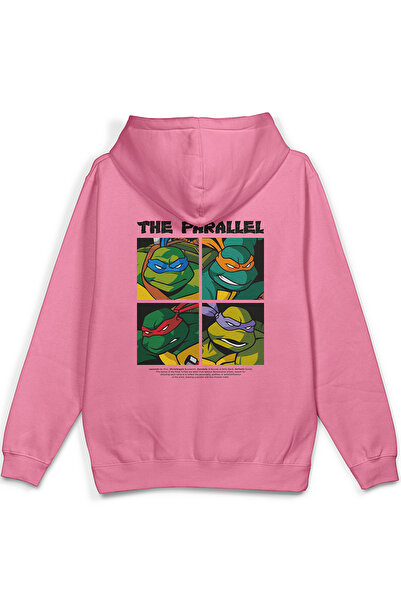 Overoz نينجا ريت مطبوع بغطاء رأس سويت شيرت نصف أوفر سايز هودي وردي 1302