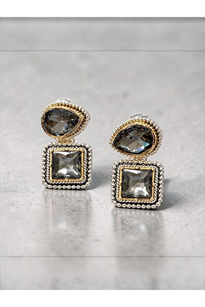 Bo Takı ve Aksesuar أقراط عتيقة الطراز مرصّع بالأحجار مقاس 4 سم