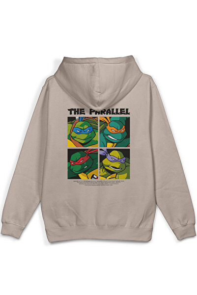 Overoz Ninja Backpack Printed Hooded Half Oversized Sweatshirt Stone Color Ho...