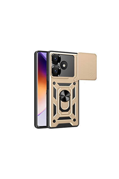 cepmoda Redmi "13 (4g)" Dual Layer Tank Case - Ring, Stand, Camera Slider [Gold]