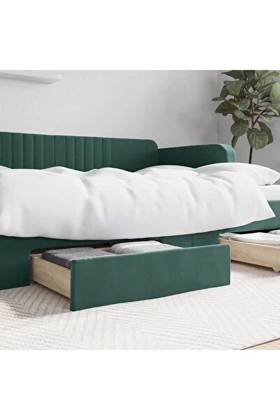 Concept Συρτάρια κρεβατιού 2 τεμ., σκούρο γκρι, επεξεργασμένο ξύλο και Βελούδο