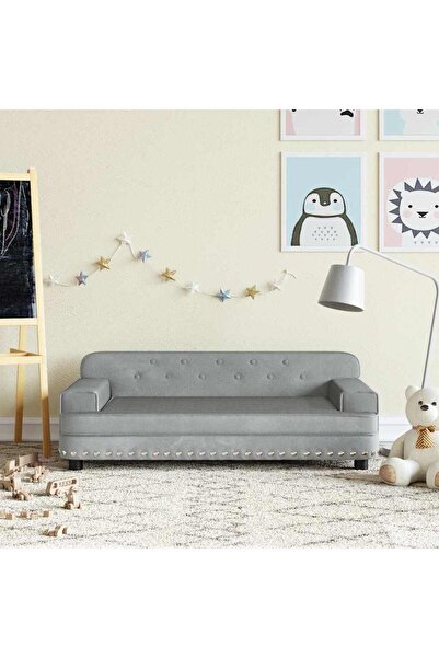 Concept Canapea pentru copii, gri deschis, 90x53x30 cm, catifea