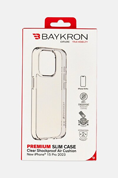 baykron جراب iPhone 15 Pro Premium Slim، شفاف
