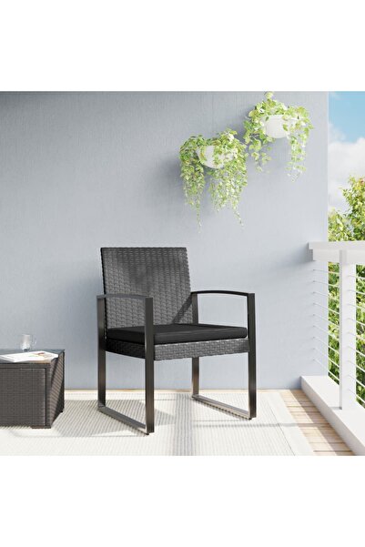 Concept Καρέκλες κουζίνας κήπου, 2 τεμάχια, σκούρο γκρι, PP rattan