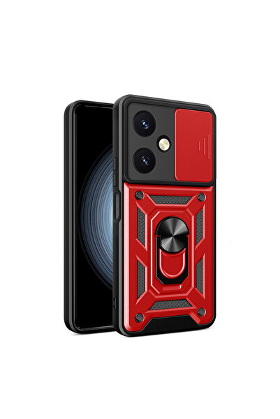 cepmoda حافظة VIVO "Y27" ذات الطبقة المزدوجة - حلقة، حامل، غطاء منزلق للكامير...