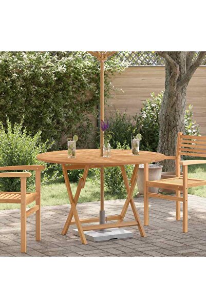 Concept Πτυσσόμενο τραπέζι κήπου, Ø 120x75 cm, από μασίφ ξύλο τικ