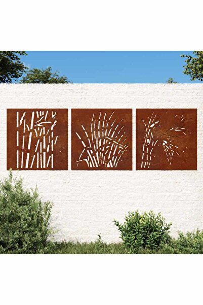 Concept Decor de perete 3 buc. 55x55 cm model iarba oțel Corten