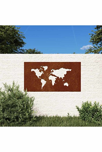 Concept Decor perete grădină 105x55 cm design harta lumii oțel Corten