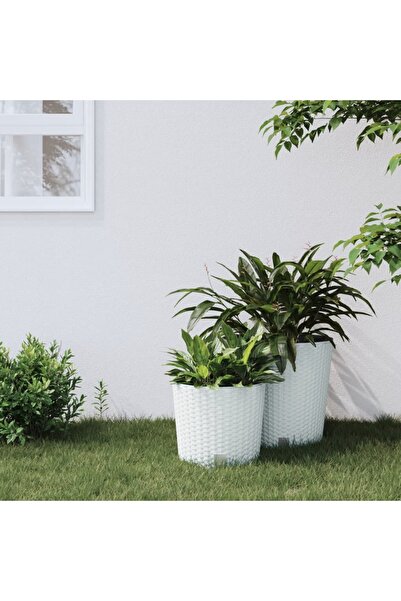Concept Jardinieră cu interior detașabil, alb, 15 / 15,3 L, PP ratan