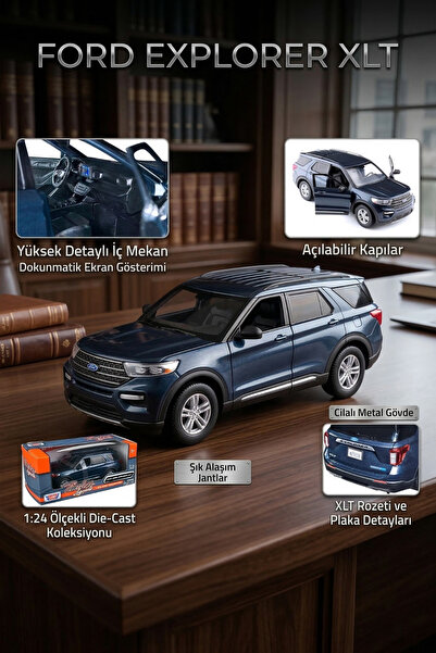 craftivio Motor Max 1:24 Ölçek 2022 Ford Explorer XLT Lacivert Diecast Model ...