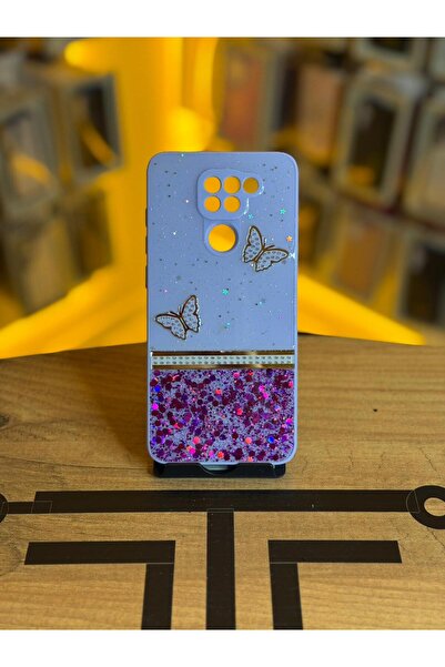 Avcı Teknoloji Market Redmi Note 9 Uyumlu Kelebek Figürlü Simli Parlak Telefo...
