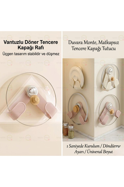 MAİN SHOP 4 Pieces Pot Lid Organizer Pan Lid Storage Holder Multi-Purpose Han...