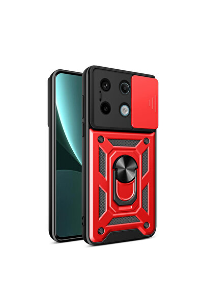 cepmoda حافظة POCO "X6 PRO" ذات الطبقة المزدوجة - مع حلقة، وحامل، وغطاء منزلق...